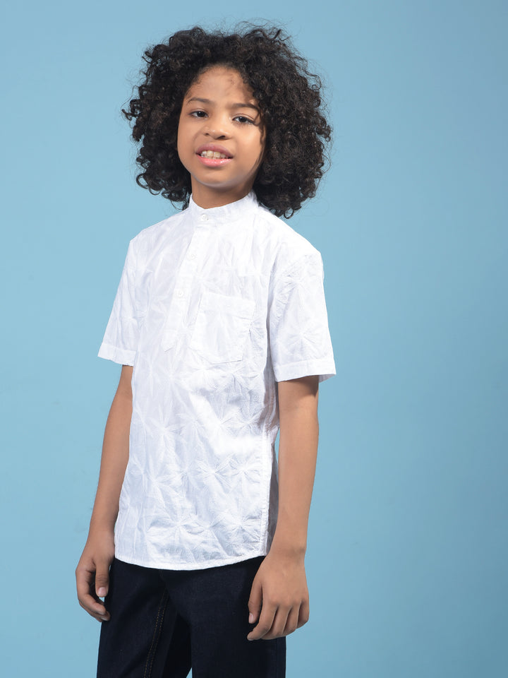 White Embroidered Kurta-Boys Kurtas-Crimsoune Club