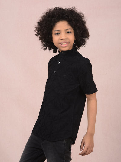 Black 100% Cotton Kurta-Boys Kurtas-Crimsoune Club