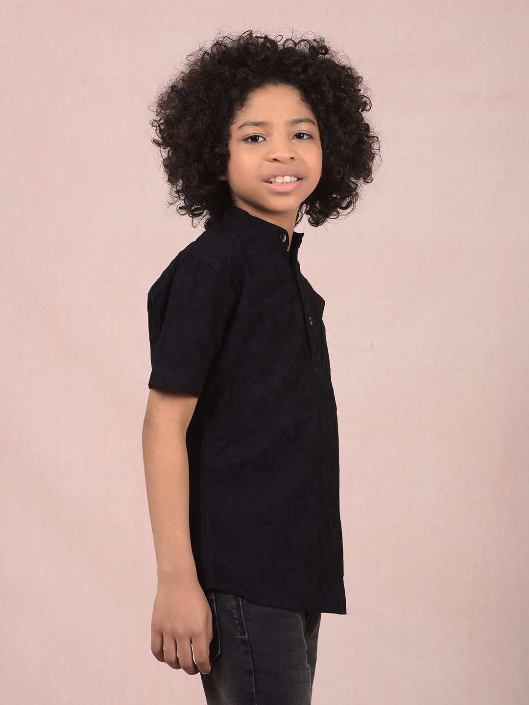 Black 100% Cotton Kurta-Boys Kurtas-Crimsoune Club