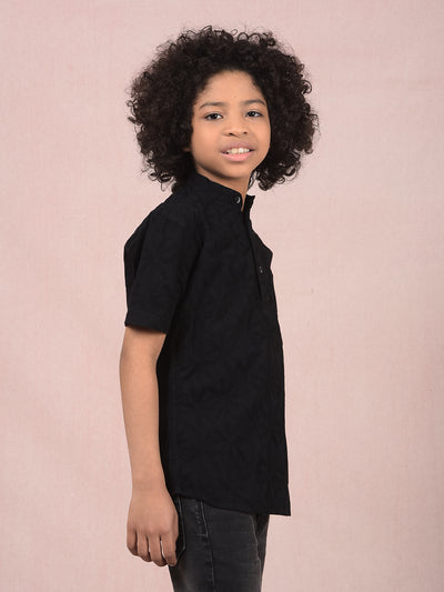 Black 100% Cotton Kurta-Boys Kurtas-Crimsoune Club