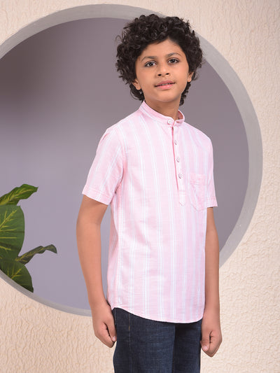 Pink Vertical Stripes 100% Cotton Shirt-Boys Shirts-Crimsoune Club
