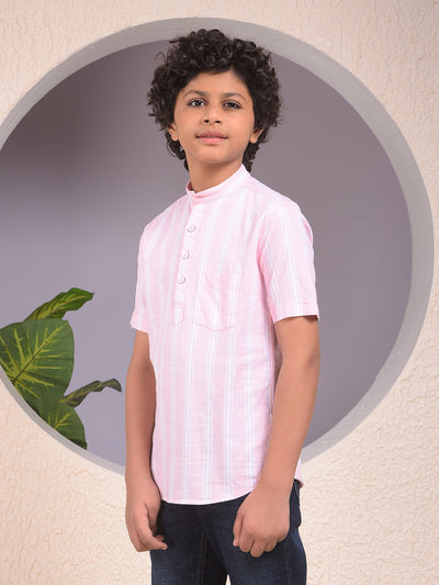 Pink Vertical Stripes 100% Cotton Shirt-Boys Shirts-Crimsoune Club