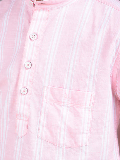 Pink Vertical Stripes 100% Cotton Shirt-Boys Shirts-Crimsoune Club