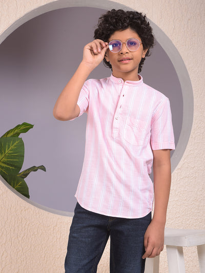 Pink Vertical Stripes 100% Cotton Shirt-Boys Shirts-Crimsoune Club