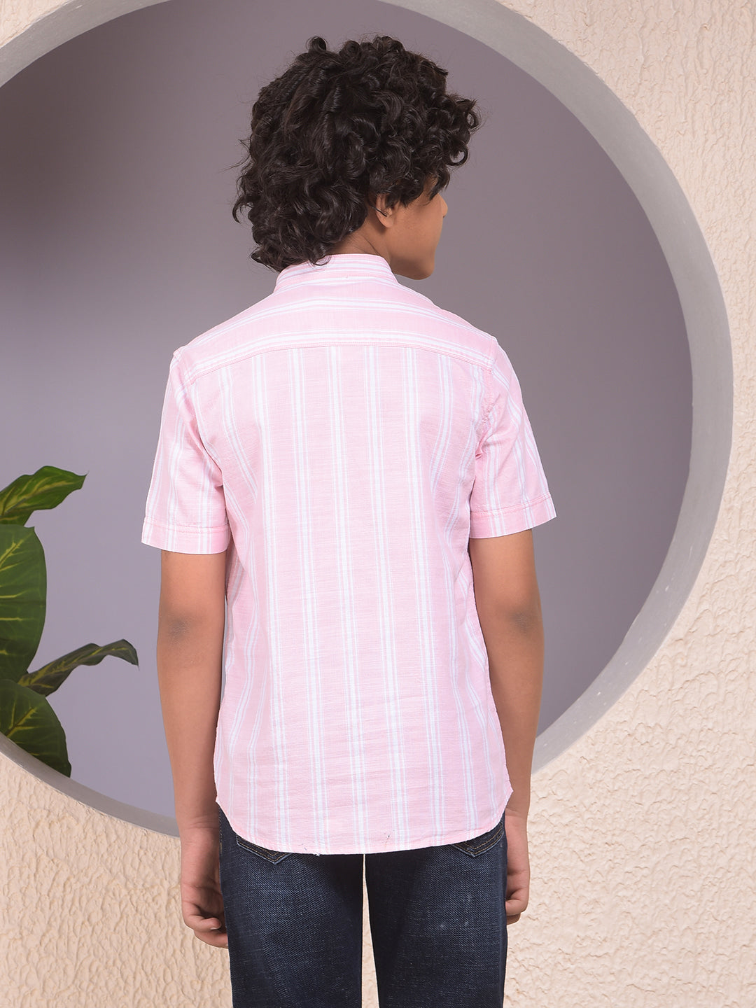 Pink Vertical Stripes 100% Cotton Shirt-Boys Shirts-Crimsoune Club