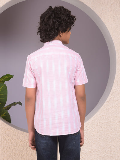 Pink Vertical Stripes 100% Cotton Shirt-Boys Shirts-Crimsoune Club