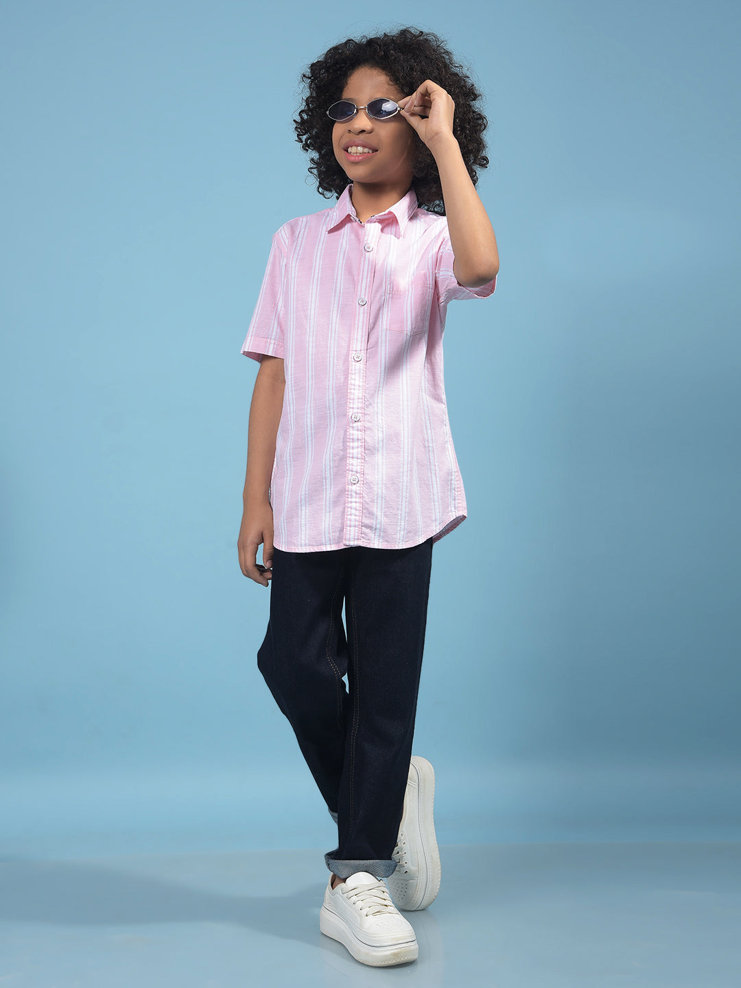 Pink Vertical Stripes 100% Cotton Shirt-Boys Shirts-Crimsoune Club
