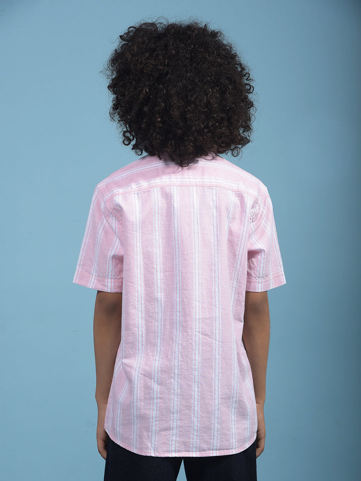 Pink Vertical Stripes 100% Cotton Shirt-Boys Shirts-Crimsoune Club