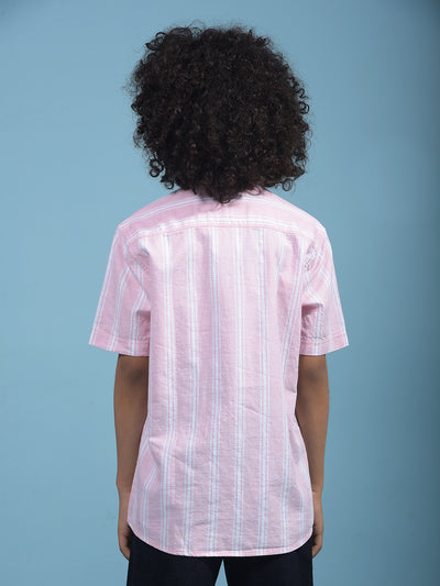 Pink Vertical Stripes 100% Cotton Shirt-Boys Shirts-Crimsoune Club