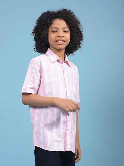 Pink Vertical Stripes 100% Cotton Shirt-Boys Shirts-Crimsoune Club