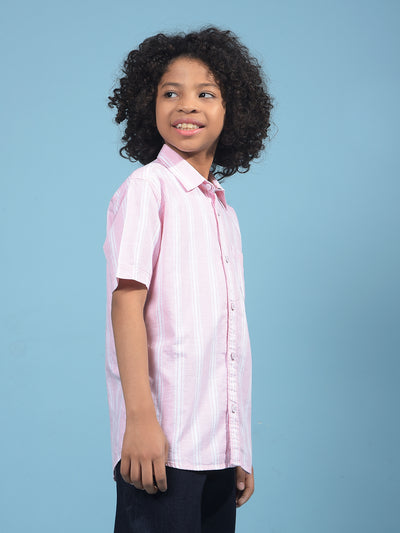Pink Vertical Stripes 100% Cotton Shirt-Boys Shirts-Crimsoune Club