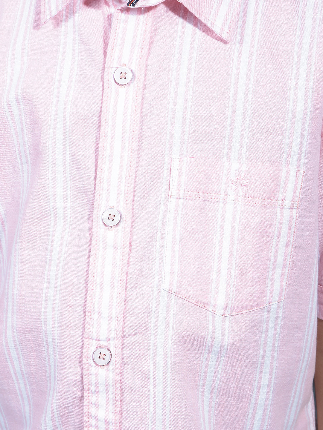 Pink Vertical Stripes 100% Cotton Shirt-Boys Shirts-Crimsoune Club