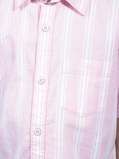 Pink Vertical Stripes 100% Cotton Shirt-Boys Shirts-Crimsoune Club