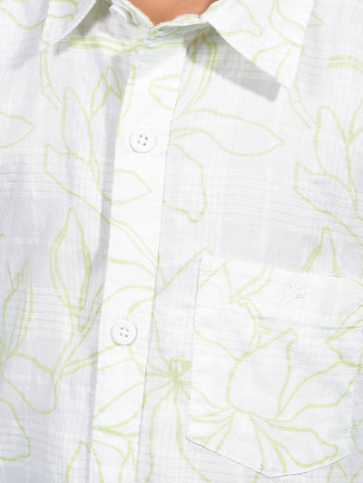 Green Floral Print 100% Cotton Shirt-Boys Shirts-Crimsoune Club