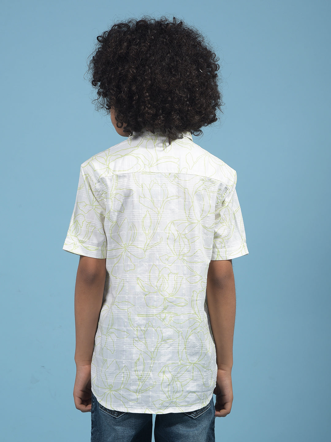 Green Floral Print 100% Cotton Shirt-Boys Shirts-Crimsoune Club