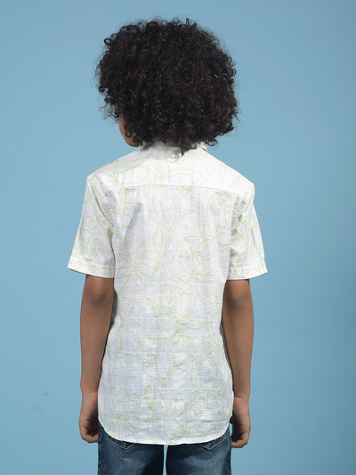 Green Floral Print 100% Cotton Shirt-Boys Shirts-Crimsoune Club