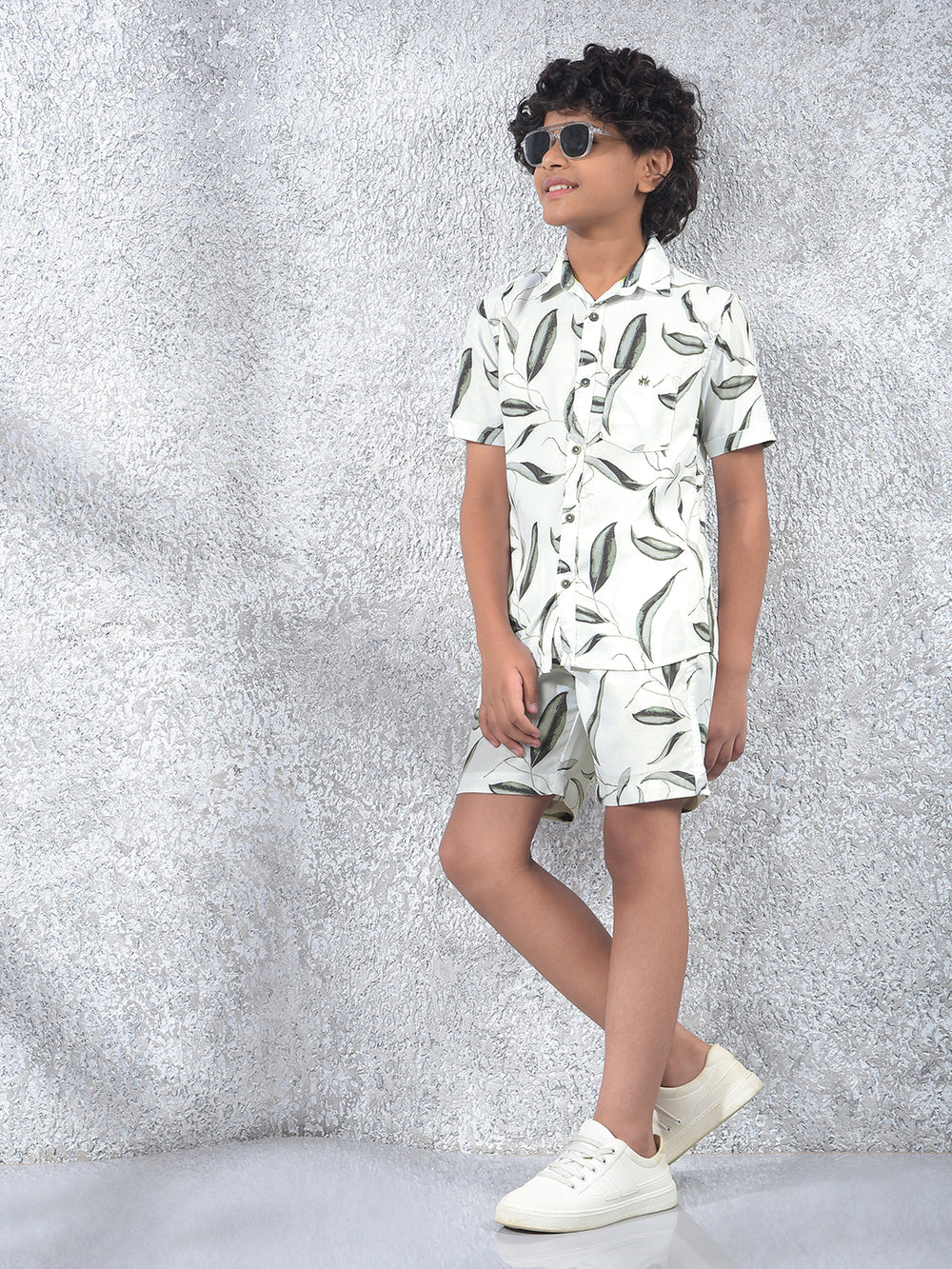 Olive Floral Print Shirt-Boys Shirts-Crimsoune Club