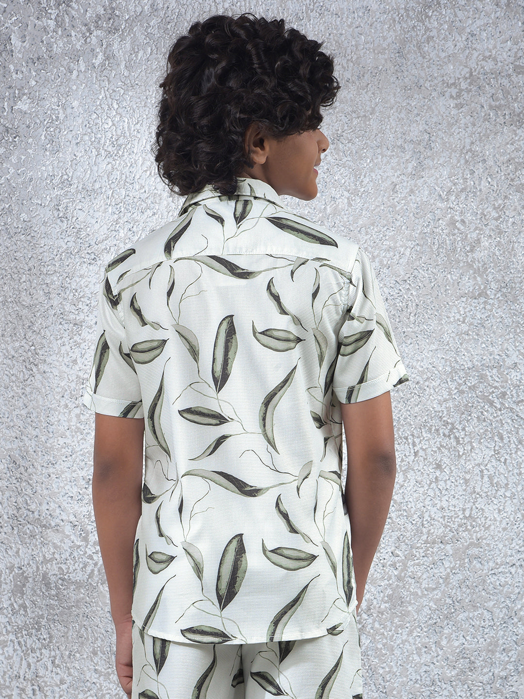 Olive Floral Print Shirt-Boys Shirts-Crimsoune Club