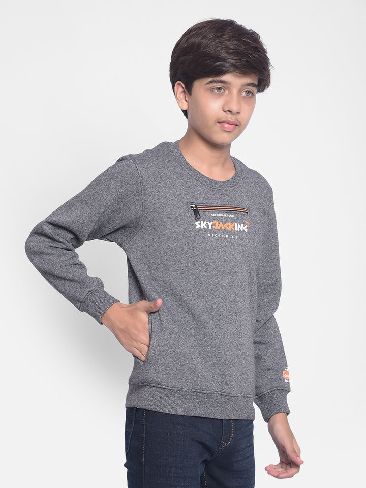 Grey Printed Sweatshirt-Boys Sweatshirts-Crimsoune Club