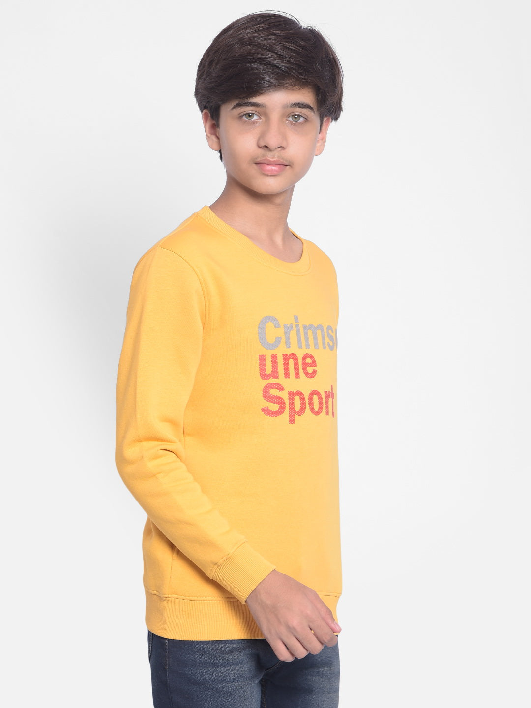 Mustard Printed Sweatshirt-Boys Sweatshirt-Crimsoune Club