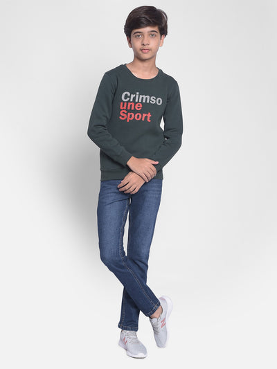 Green Printed Sweatshirt-Boy Sweatshirt-Crimsoune Club