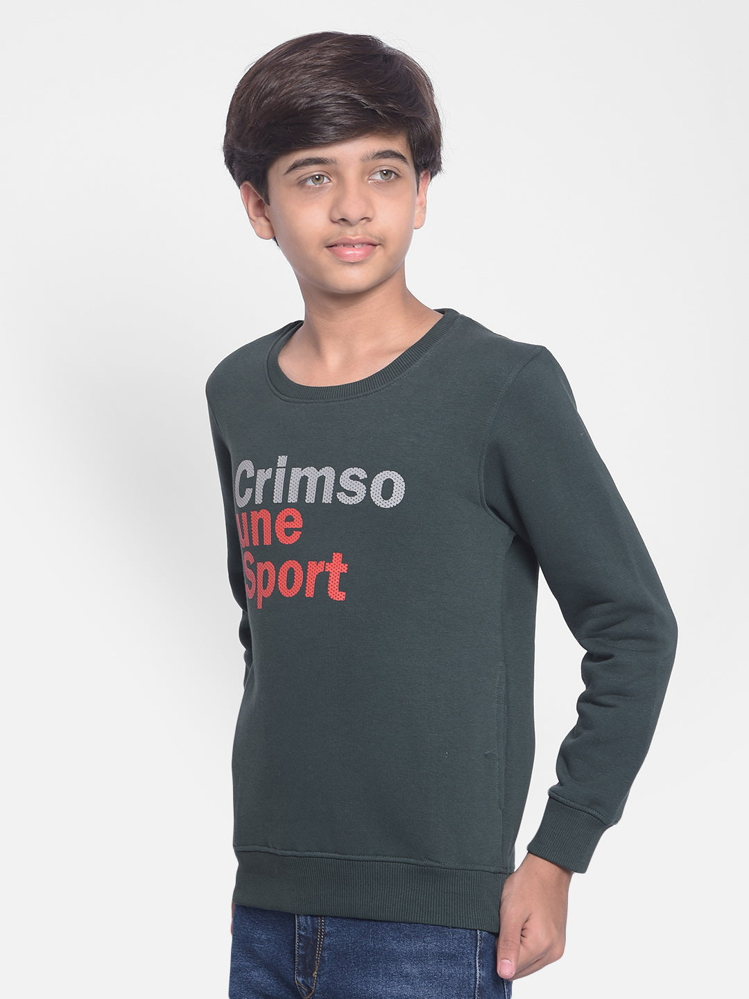 Green Printed Sweatshirt-Boy Sweatshirt-Crimsoune Club