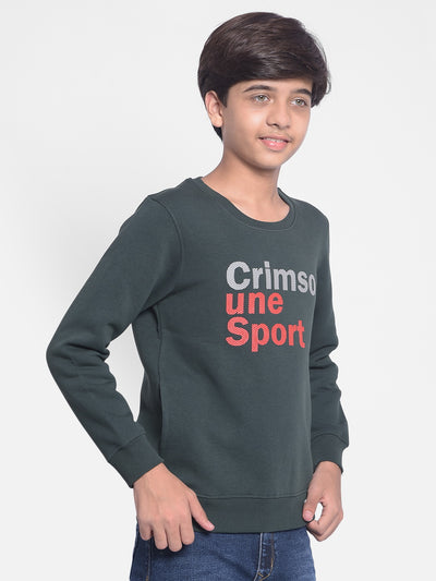 Green Printed Sweatshirt-Boy Sweatshirt-Crimsoune Club