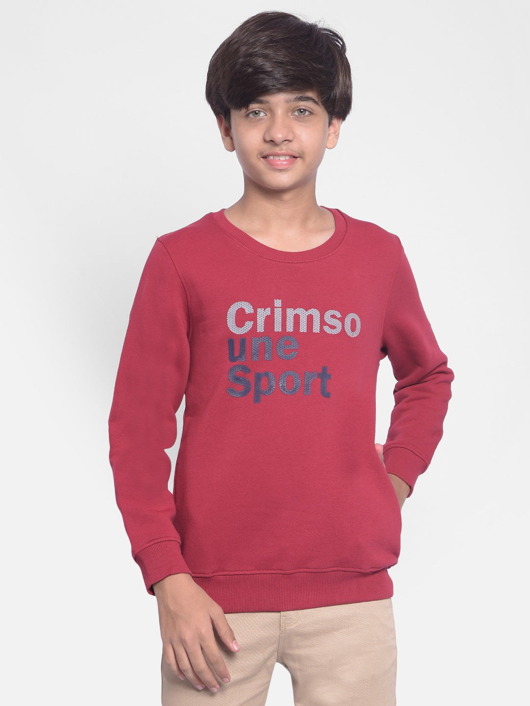 Red Printed Sweatshirt-Boys Sweatshirt-Crimsoune Club