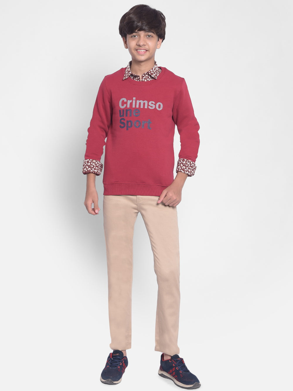 Red Printed Sweatshirt-Boys Sweatshirt-Crimsoune Club