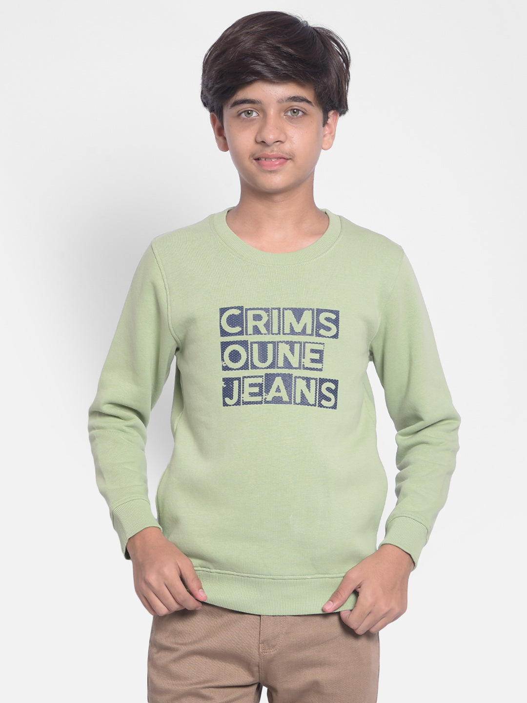 Olive Printed Sweatshirt-Boys Sweatshirt-Crimsoune Club