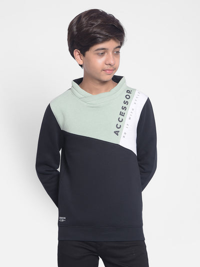 Green Colourblocked Sweatshirt-Boys Sweatshirts-Crimsoune Club