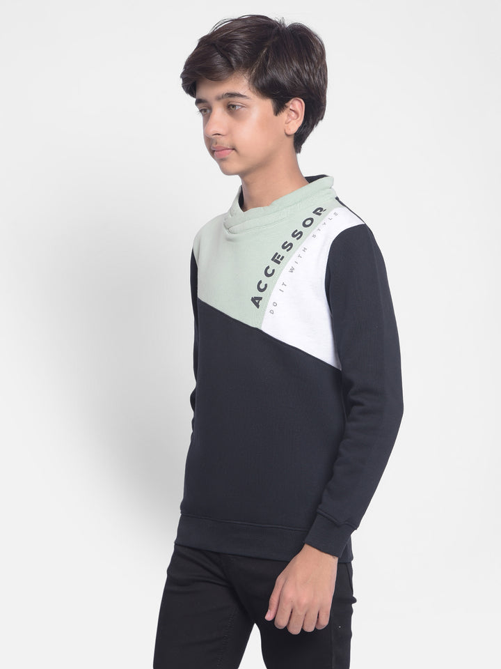 Green Colourblocked Sweatshirt-Boys Sweatshirts-Crimsoune Club
