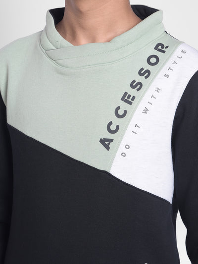 Green Colourblocked Sweatshirt-Boys Sweatshirts-Crimsoune Club