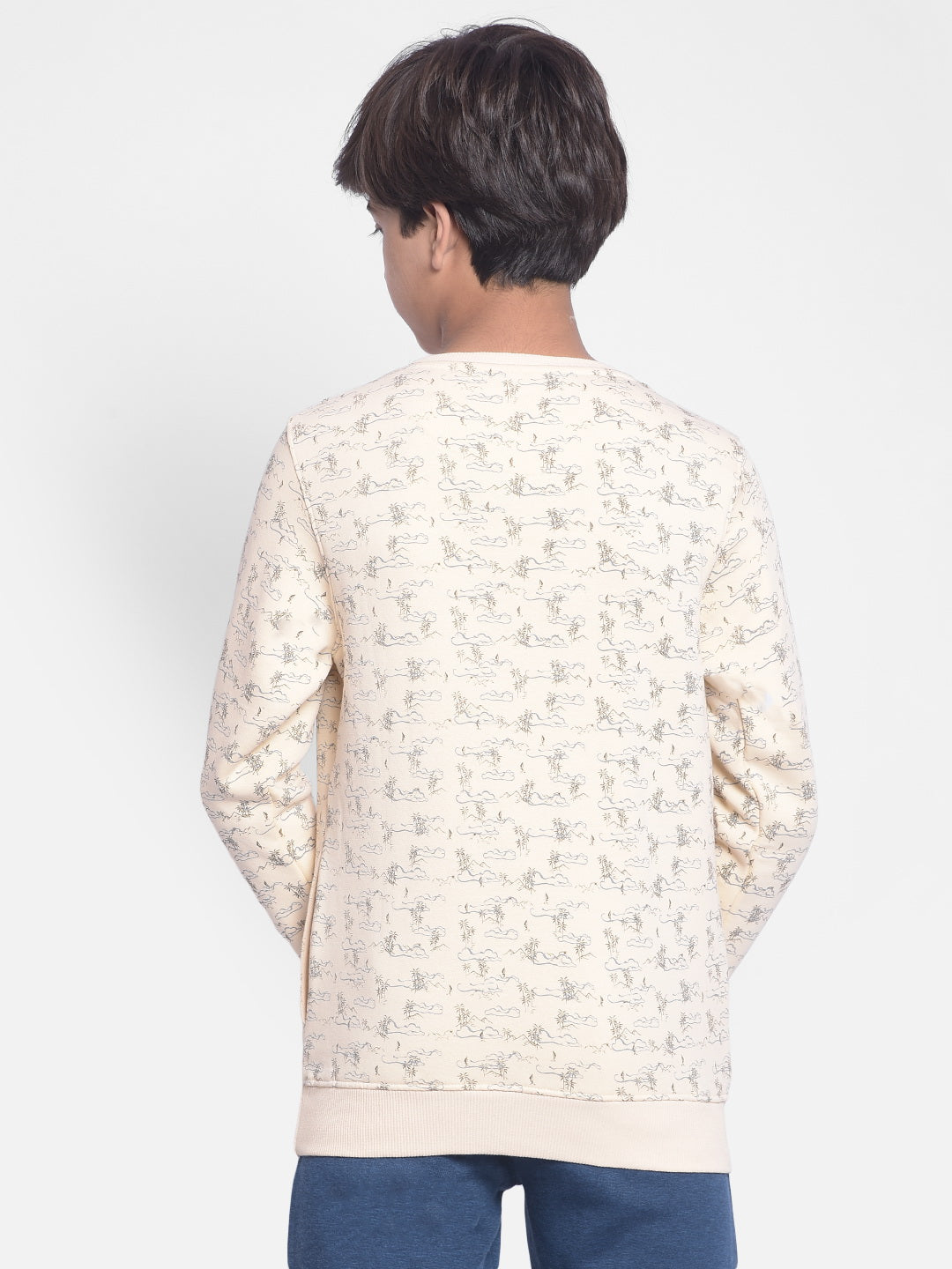 Beige Printed Sweatshirt-Boys Sweatshirt-Crimsoune Club