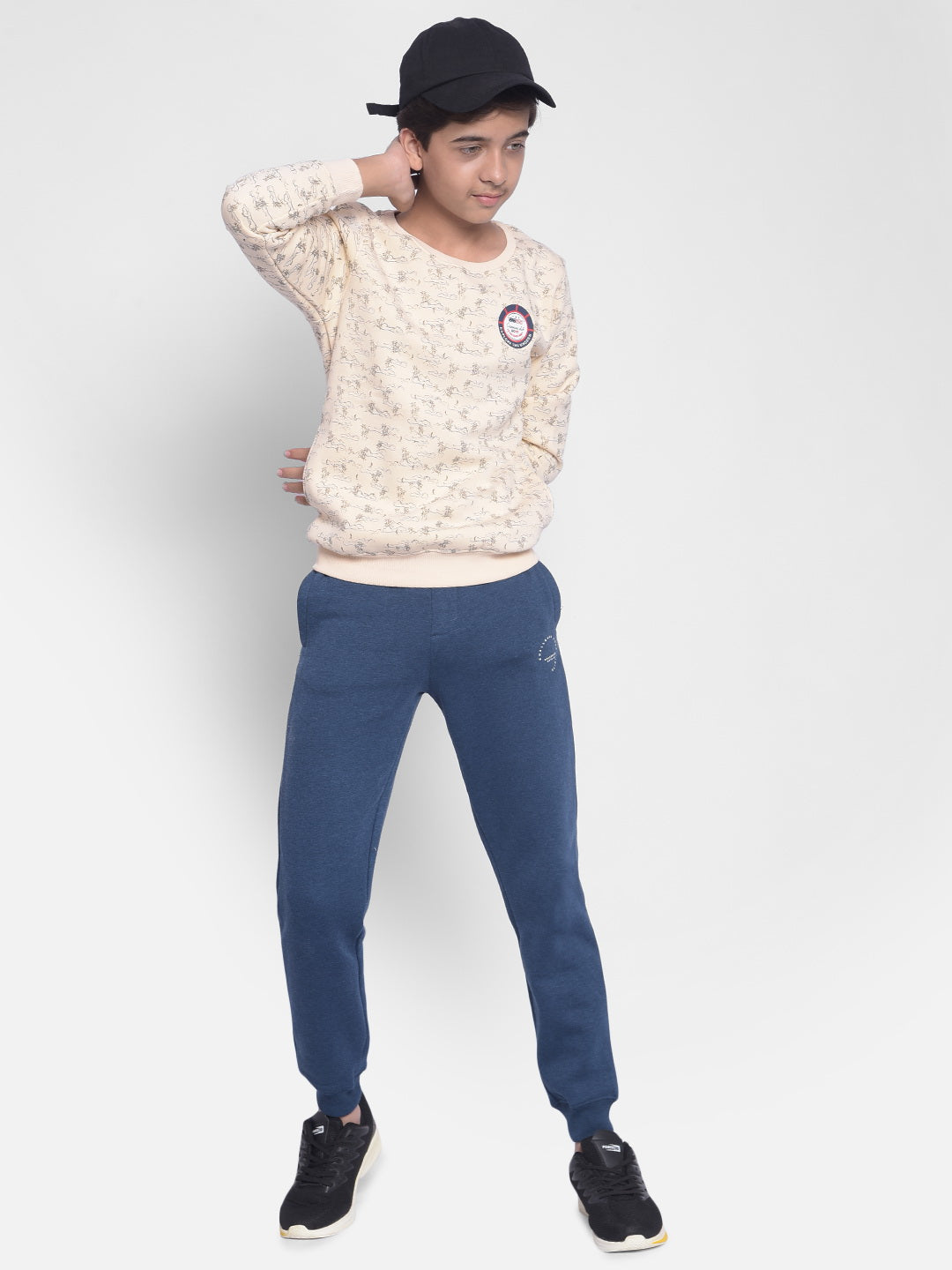 Beige Printed Sweatshirt-Boys Sweatshirt-Crimsoune Club