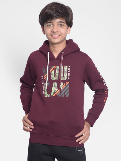 Wine Printed Sweatshirt With Hood-Boys Sweatshirt-Crimsoune Club