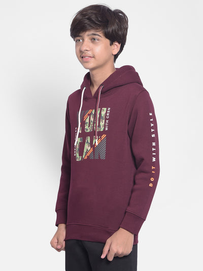 Wine Printed Sweatshirt With Hood-Boys Sweatshirt-Crimsoune Club