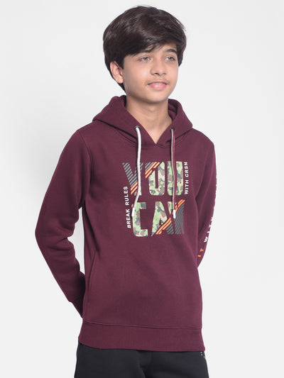 Wine Printed Sweatshirt With Hood-Boys Sweatshirt-Crimsoune Club