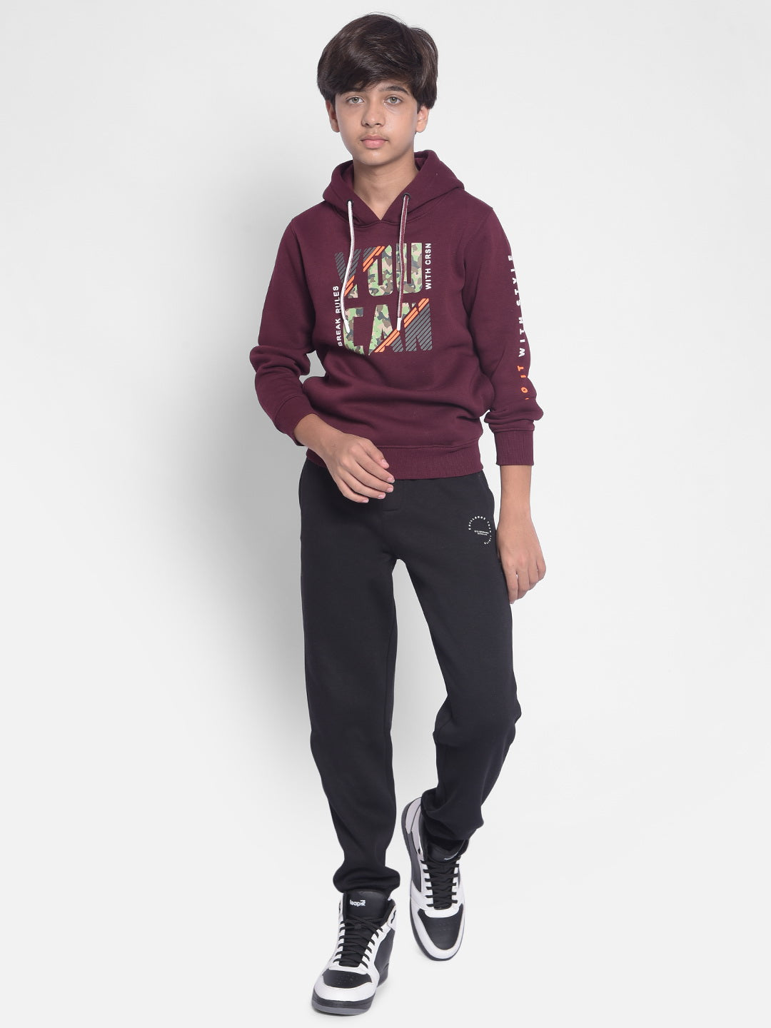 Wine Printed Sweatshirt With Hood-Boys Sweatshirt-Crimsoune Club