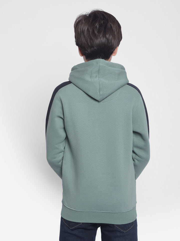 Green Printed Hooded Sweatshirt-Boys Sweatshirts-Crimsoune Club