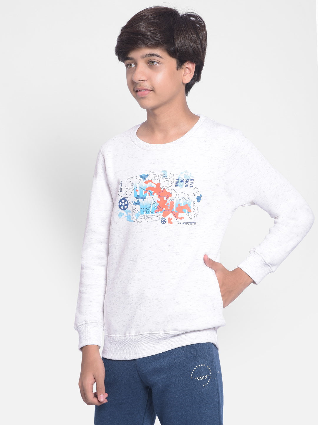 White Printed Sweatshirt-Boys Sweatshirt-Crimsoune Club
