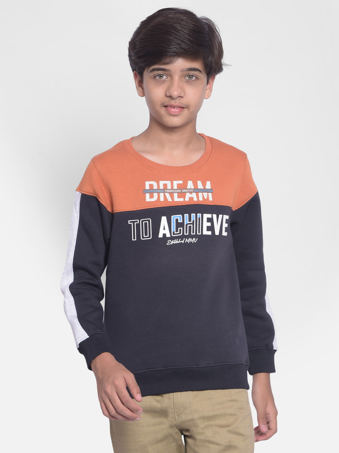 Orange Printed Sweatshirt-Boys Sweatshirt-Crimsoune Club