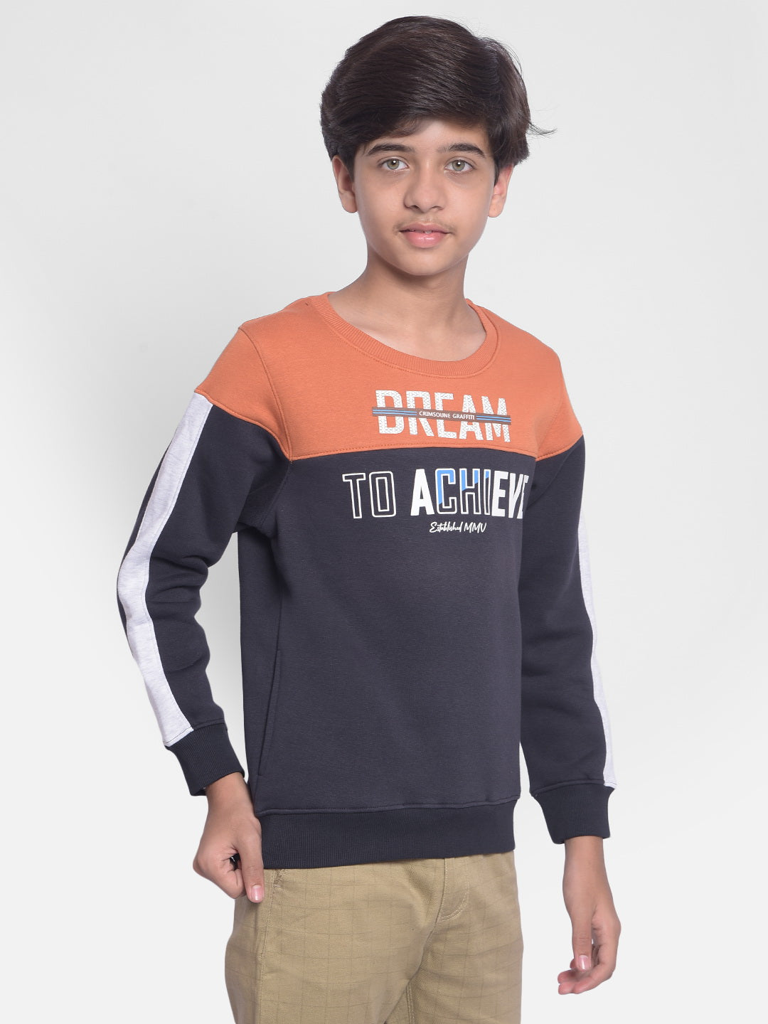 Orange Printed Sweatshirt-Boys Sweatshirt-Crimsoune Club