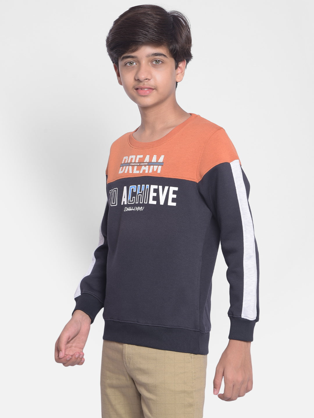 Orange Printed Sweatshirt-Boys Sweatshirt-Crimsoune Club