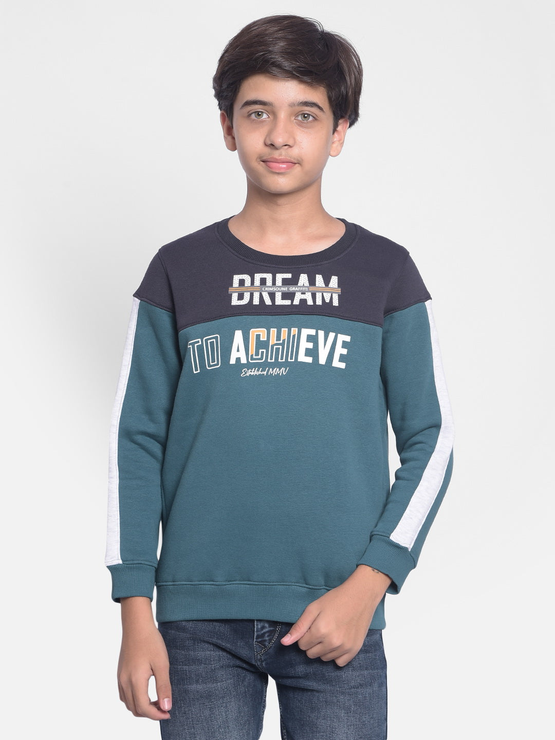 Green Printed Sweatshirt-Boys Sweatshirt-Crimsoune Club