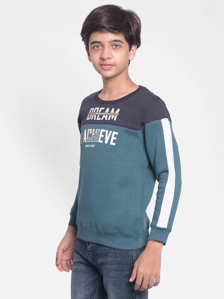 Green Printed Sweatshirt-Boys Sweatshirt-Crimsoune Club