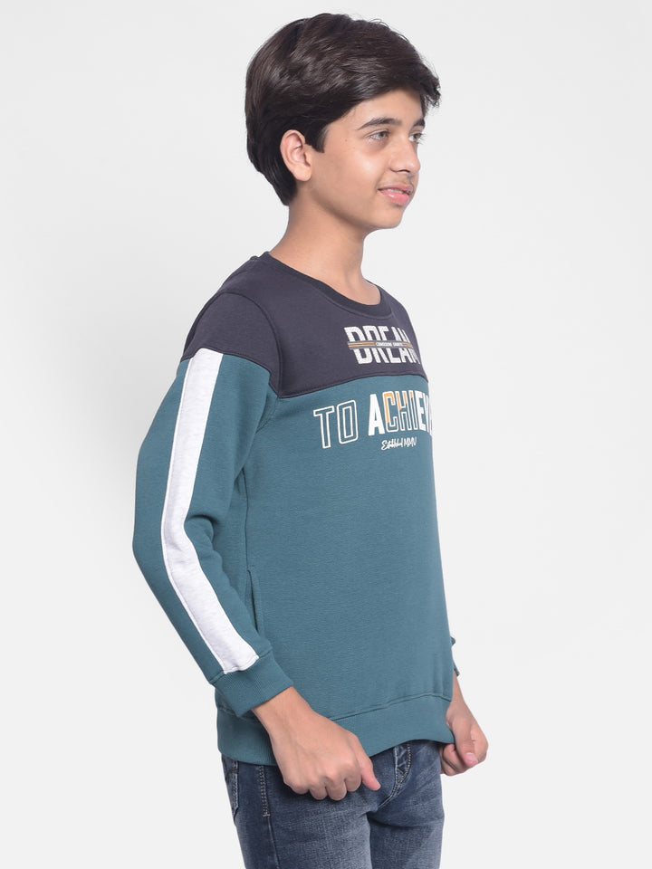 Green Printed Sweatshirt-Boys Sweatshirt-Crimsoune Club