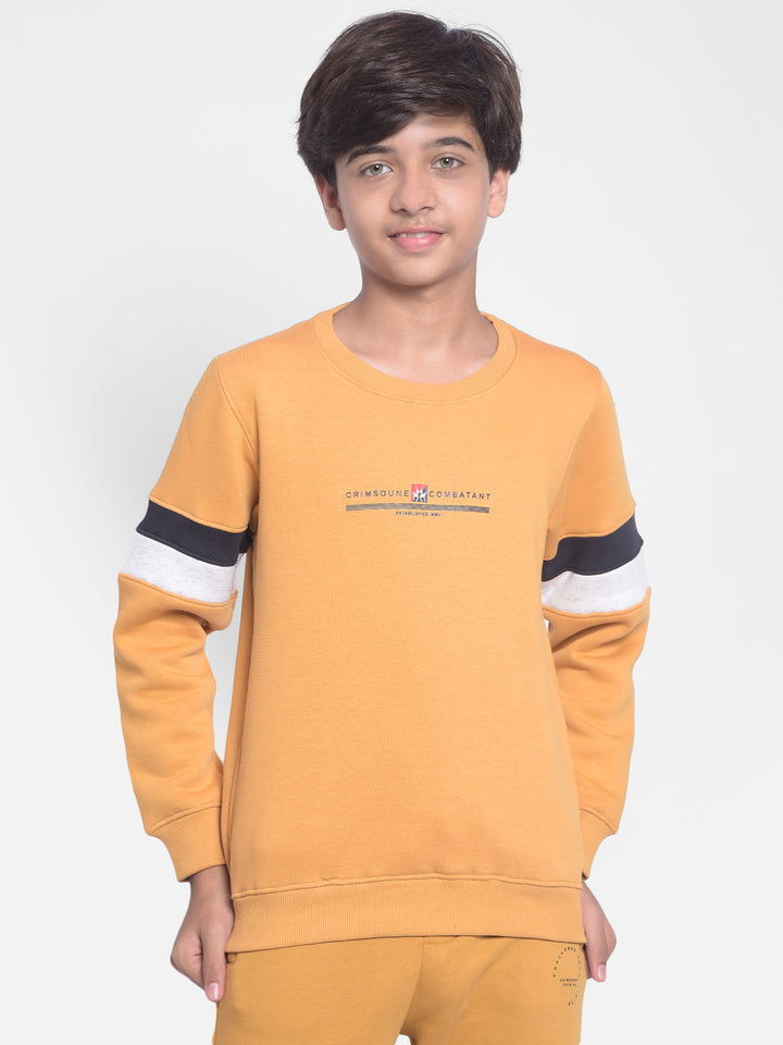 Mustard Printed Sweatshirt-Boys Sweatshirt-Crimsoune Club