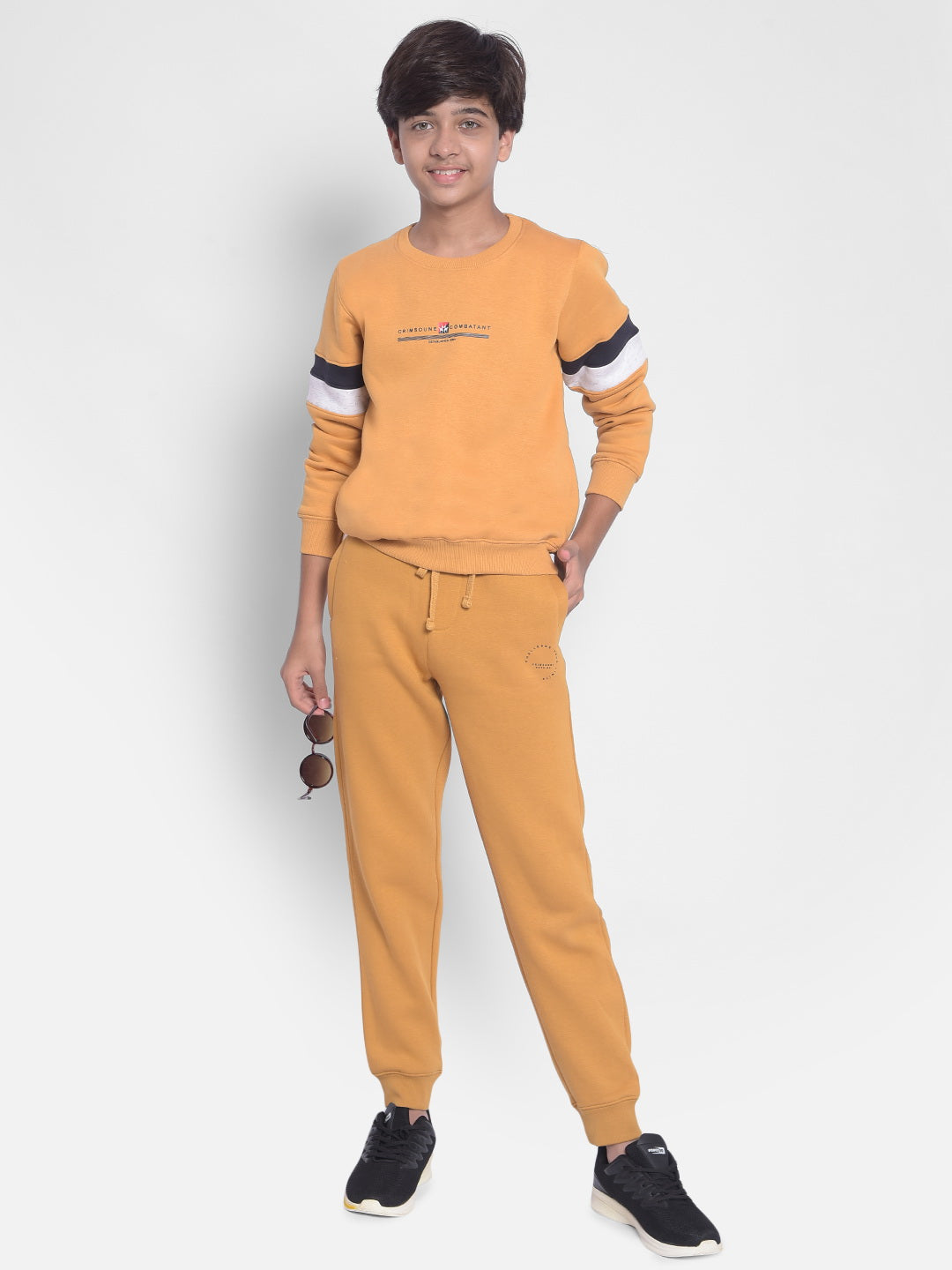 Mustard Printed Sweatshirt-Boys Sweatshirt-Crimsoune Club