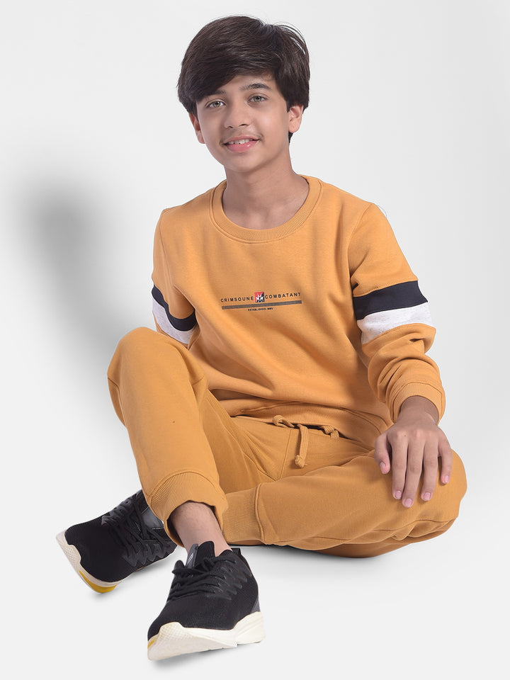 Mustard Printed Sweatshirt-Boys Sweatshirt-Crimsoune Club